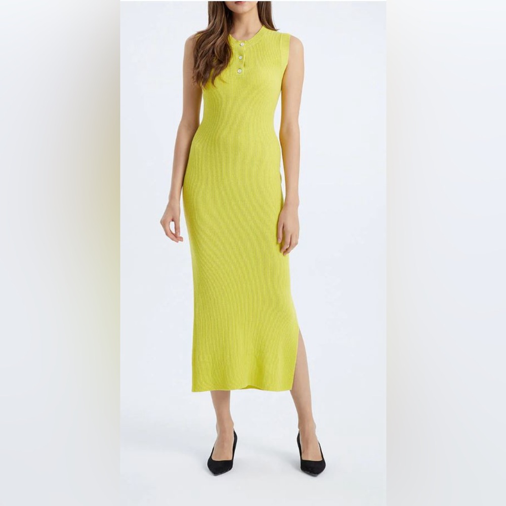 Sleeveless Lime Green Maxi Knit Dress